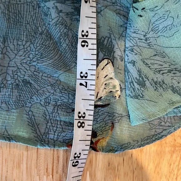Anthropologie Feather Bone Osuna Wrap Dress Women's M Teal Butterfly Print - Picture 12 of 12